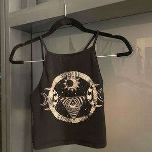 Graphic moon crop top